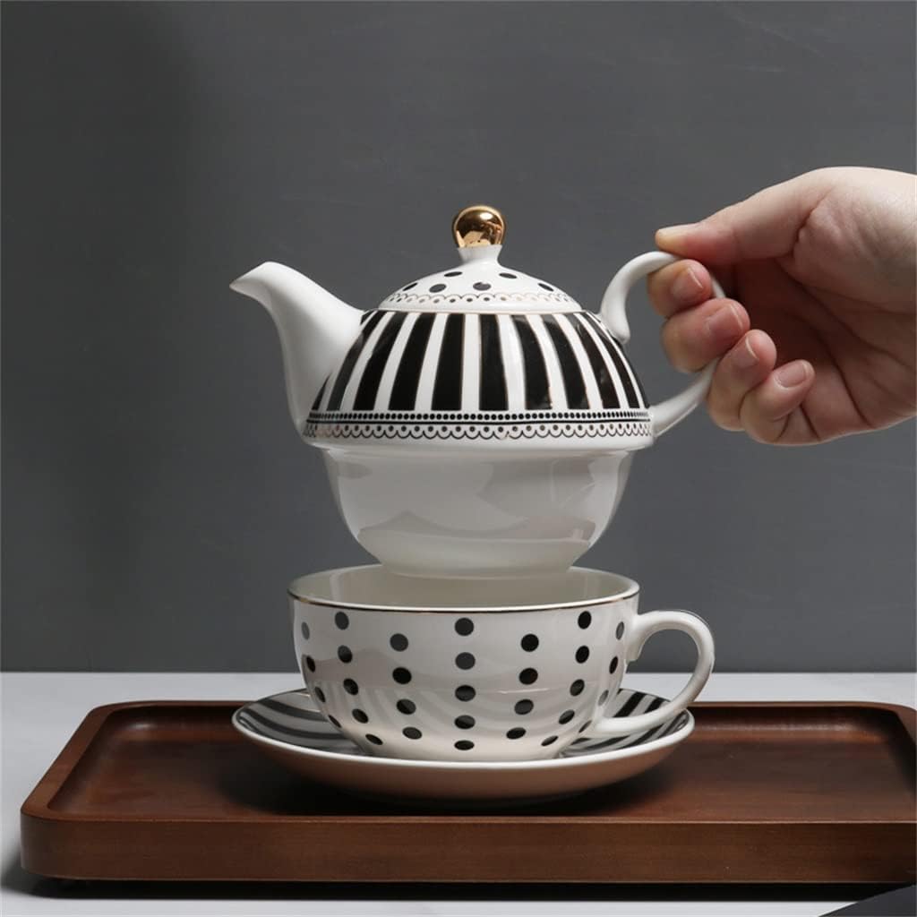 European Striped Coffee Cup Set Ceramic Bone Porcelain Dish English Afternoon Tea Stacking Pot