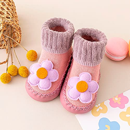 Toddler House Shoes Autumn and Winter Boys and Girls Children Cute Socks Shoes Non Slip Floor Baby Toddler Sports Shoes (Purple, 0-6 Months)2