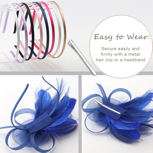 Image of DRESHOW Fascinators Hats for Women Tea Party Fascinator Hats Vintage 50s Headwear Cocktail Wedding Church Derby Hat