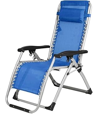Shally Dogan Silla Gravity Zero de Jardín, Tumbona para Exteriores Relax Plegable Ahorro de Espacio con Estructura Tubular de Metal Reclinable, Asiento de Textilene Ideal Mar, Playa, Piscina (Azul)
