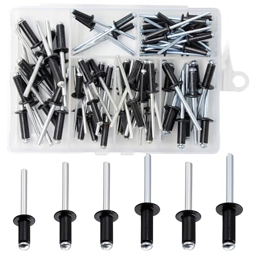 Image of Wensilon(80Pcs) Black Aluminum blind pro Rivets Kit,Aluminum Grip and Steel Mandrel Set