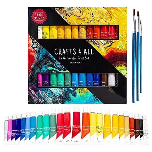 Watercolor Paint Set by Crafts 4 All 24 Premium Quality Art Watercolors Painting Kit for Artists, Students & Beginners - Perfect for Landscape and Portrait Paintings on Canvas (24 x 12ml)