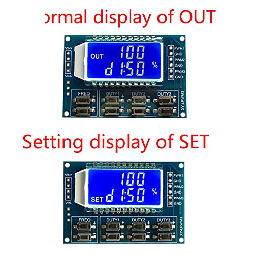 Miniatura 2 de Generador de señal PWM frecuencia de pulso ciclo de trabajo módulo ajustable pantalla LCD 1Hz-150Khz 3.3V-30V 3 canales