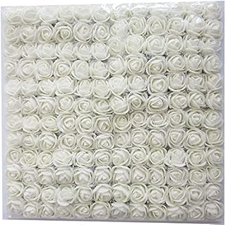 huaao Lot de 144 Mini Roses artificielles en Mousse - 2 cm - pour décoration de Mariage - Artisanat - Fleurs artificielles,crème