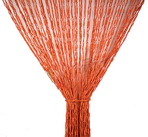 Tenda Antimosche con Catenelle Intrecciate in Fibra Naturale per Porta Finestra Moschiera a Pannello Misura 100 x 220 cm Colore Arancio