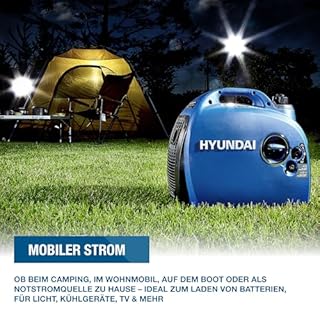 HYUNDAI Inverter Stromgenerator HY2300Si D, Stromerzeuger mit 2.2 kW max. Leistung, Benzin Notstromaggregat, leise, leicht und sparsam
