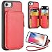ZVE Wallet Case for Apple iPhone 8 and iPhone 7, 4.7 inch, Zipper Wallet Case with Credit Card Holder Slot Handbag Purse Wrist Strap Protective Case for Apple iPhone 8/7 4.7 inch - Red