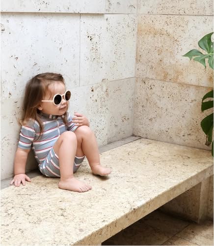 Image of Girls One Piece Swimsuit Zipper Long Sleeve Rash Guard Green Striped Sunsuit Seersucker Bathing Suit with Ruffle Butt