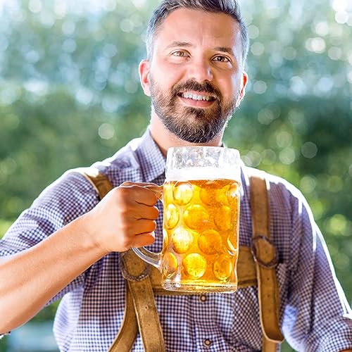 Yesland 2 Pack Beer Mug for Freezer, 1.2 L /40 oz Glass Beer Stein Mugs with Handle Large Heavy-Duty Beer Cups Drinking Glassware Pub Drinking Mugs for Bar, Alcohol, Beverages, Men, Clear - Image 6