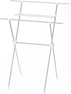 Biały Składany Stojak Suszący, Stojak Na Ręczniki Wolnostojące, Stojak Na Ręczniki, Łazienka Organizator Z Półkami I 2 Ręcznikami Paski Idealne Do Wanny Z Hydromasażem Baseny