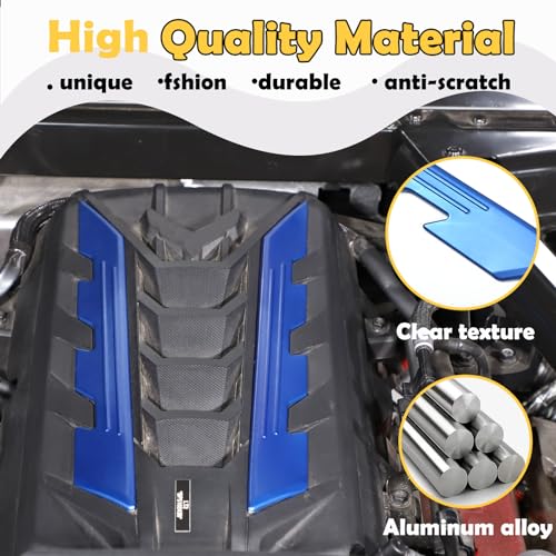 Image of CHEAYAR Engine Bay Panel Cover Compatible with Chevrolet Corvette C8 2020-2023, Engine Shroud Cover Panel Trims, C8 Accessories 2PCS (Engine Compartment Cover - Blue)
