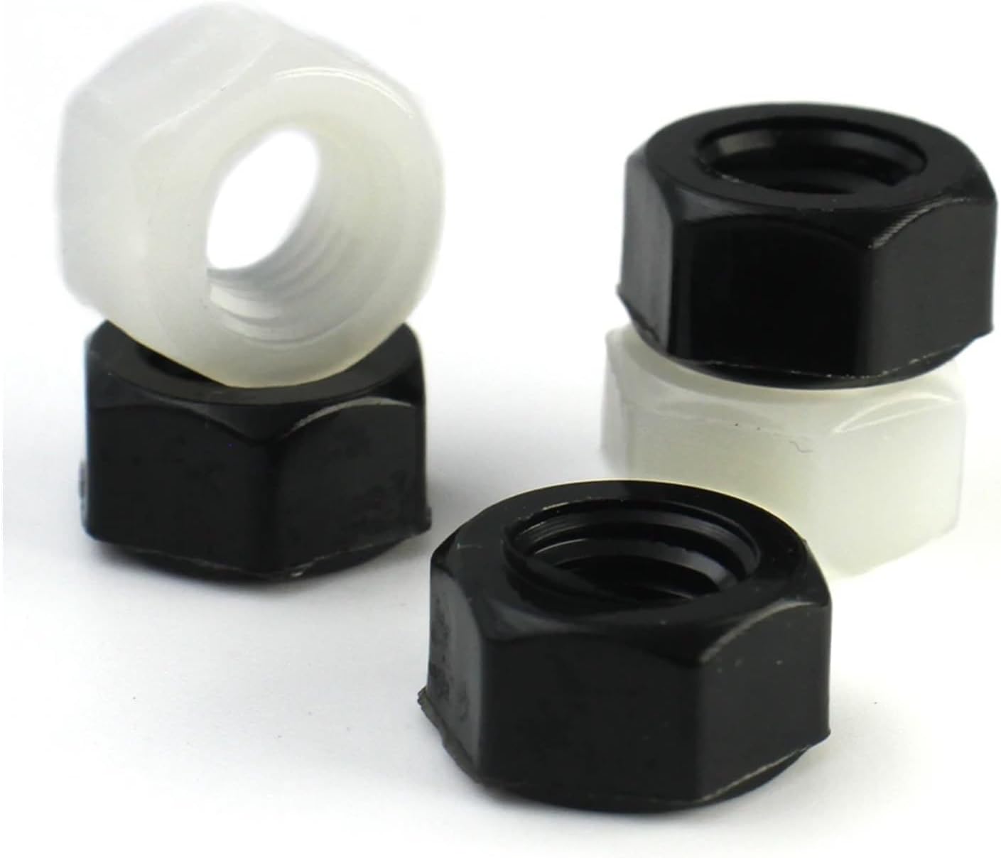 Carbon Steel Hexagonal Nut, Stainless Steel Nut,5/10/20/50pcs M2 M2.5 M3 M4 M5 M6 M8 M10 M12 M14 M16 M18 M20 Black or White Plastic Nylon Hex Hexagon Nut(White Color,M2.5 (50pcs))