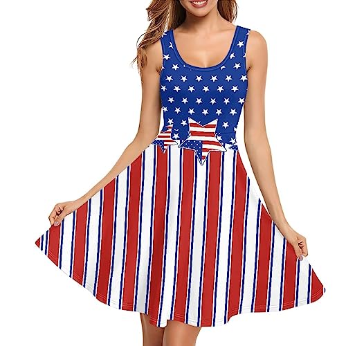 Image of Women's Casual Loose Sundress Midi Sleeveless Crewneck Dress Summer Beach Tank Dress with Pockets