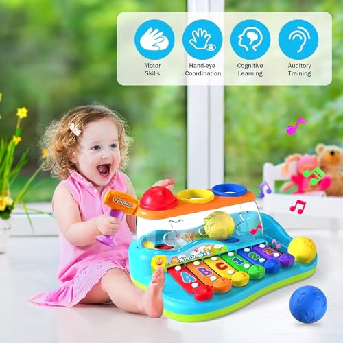 Yerloa Baby Xylophone Toys for 1 Year Old Girls Boys Gifts,Balls Pound & Hammering Musical Toy for 1 Year Old,Piano Toys Educational Presents Gifts for 6-12 12 18 Month Girls Boys - Image 6