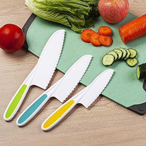 ELECDON 8 Pieces Kids Kitchen Knife Set Plastic Knife - Kids Chef Nylon Knives Children's Safe Cooking for Fruit, Bread, Cake, Salad, Lettuce Knife