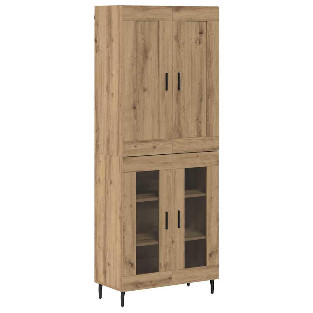 vidaXL Highboard 2 pcs Artisan Oak Engineered Wood and Glass, Stylish Furniture, Rectangular Highboard, Modern Storage Solution, Functional Sideboard, Indoor Fixture, Dining Room Accent