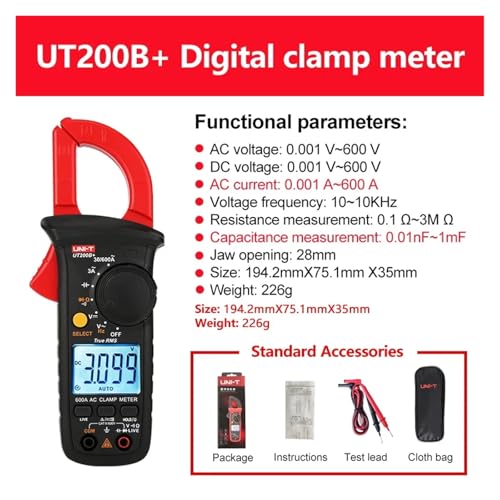 UT200A+ UT200B+ Pinza Amperimétrica Digital True RMS AC DC Medidor NCV miniatura 2