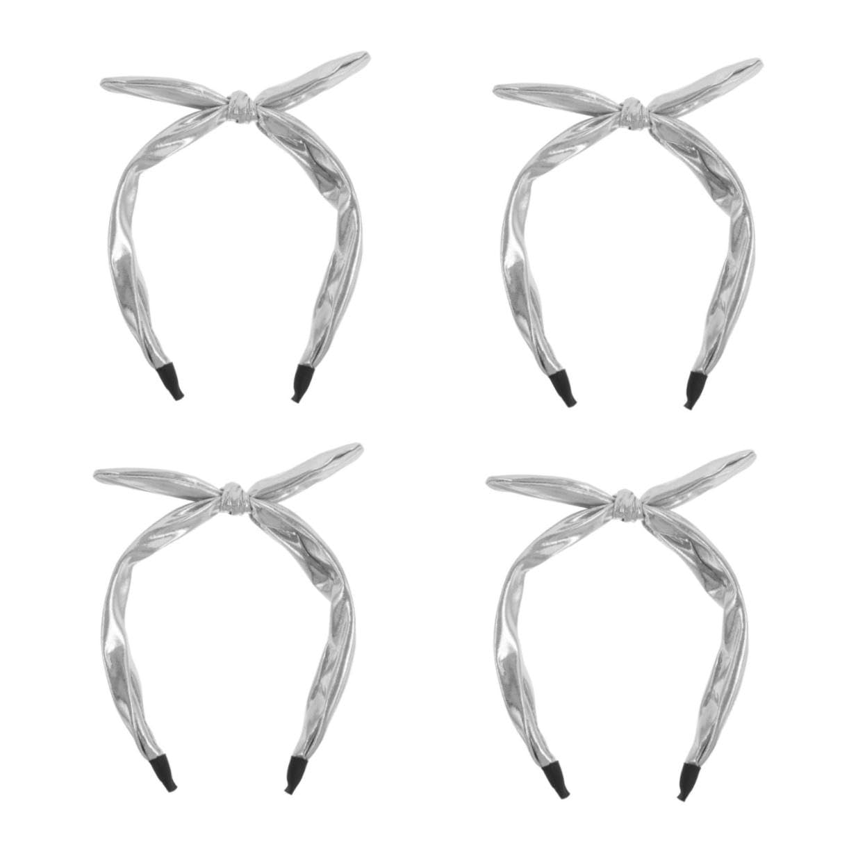 4 Piezas Diadema Ancha con Lazo Metálico Accesorio para Pelo Cómodo y Seguro Banda de Moda para Mujeres y Niñas para Fiestas Celebraciones y Diario