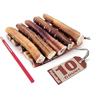 ValueBull Bully Sticks for Dogs, Super Jumbo 6 Inch, 10 Count – All Natural Dog Treats, 100% Beef Pizzles, Single Ingredient Rawhide Alternative