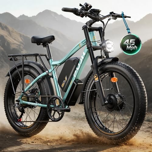 Image of 6000W Dual Motor Electric Bike for Adults,Max 45MPH Up to 100 Miles Range,60V 20Ah Removable Battery with 24 /26 inch Fat Tire Ebike for Men Women,Full Suspension E-Bike for All Terrain PU2