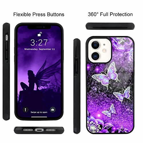 Ook Designs For Iphone 11 Case Glitter Purple Butterfly Nebula Space Design Hard Pc+Soft Tpu Bumper Anti-Slip Ultra Thin Cover Protective Shockproof Case For Iphone 11 #TOP1