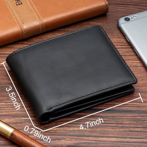 Mens Bifold Leather Wallet with 14 Card Slots, 2 ID Windows, Large Capacity, and RFID Blocking Wallet for Men4