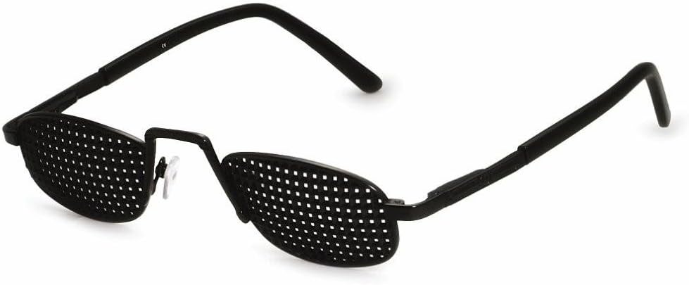 Metal Pinhole Glasses 420-RSP - Square Grid - Black - incl. Accessories
