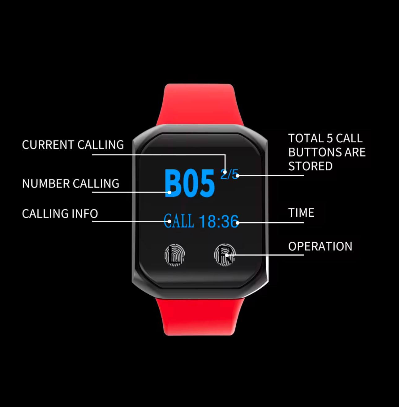 Lean&Co - Bippers Servidores, Pack de 2 relojes S200 impermeables IPX67 y 6 botones de llamada de servidor. Empresa con sede en Francia. Material garantizado por tres años.
