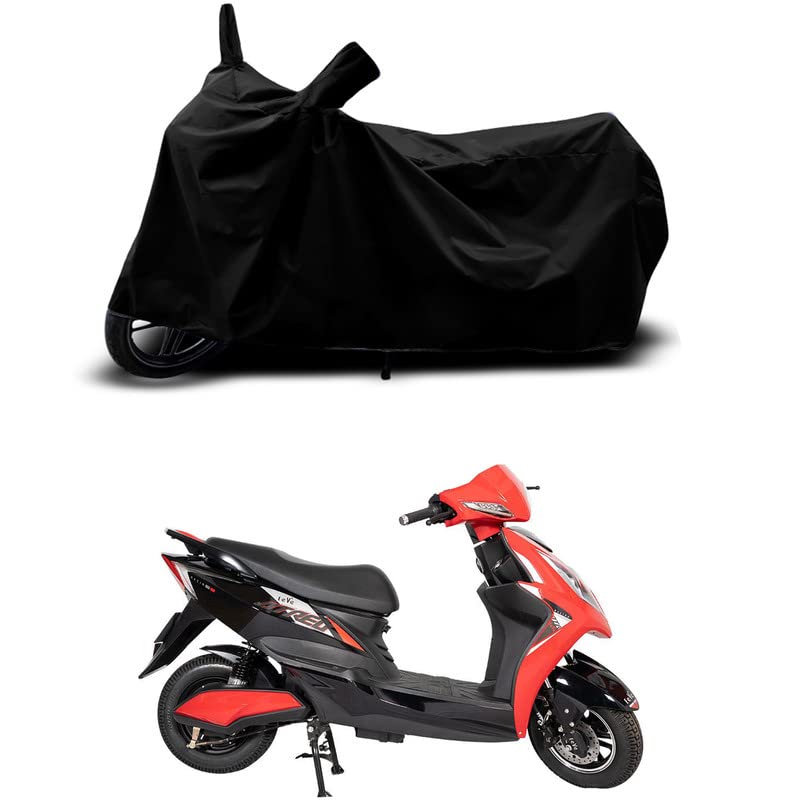 Image of 100% Scratchproof /UV-Rays /Heat Protection /Birds Dropping /Water Resistant /Dust Proof /Waterproof /Full Bike Scooty Two Wheeler Body Cover Compatible for EeVe Atreo All Varients[Black]