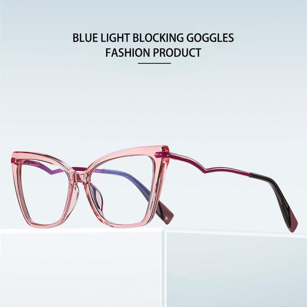 Occhiali letterari da donna alla moda con montatura Cat Eye in metallo a forma di V abbinati a lenti