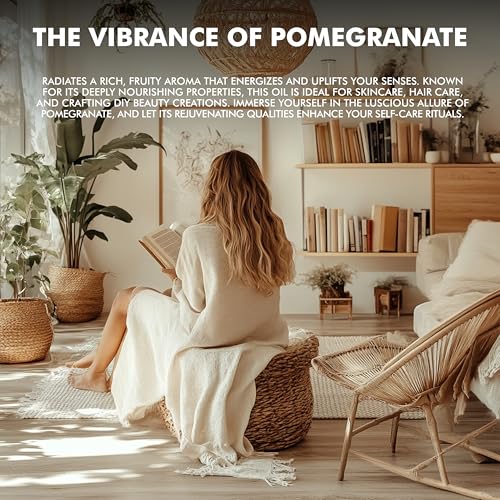 Image of Esslux Pomegranate Essential Oil: 100% Pure and Natural - Therapeutic Grade Indian Pomegranate Aromatherapy Oil - Ideal for Skin and Hair Care - 10 ML