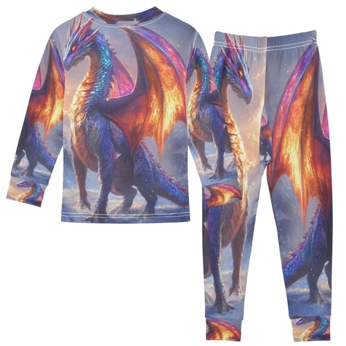 Pajama Sets Long Sleeve Fantasy Dragon Soft Comfy Sleepwear 2 Piece PJS 3-8T3