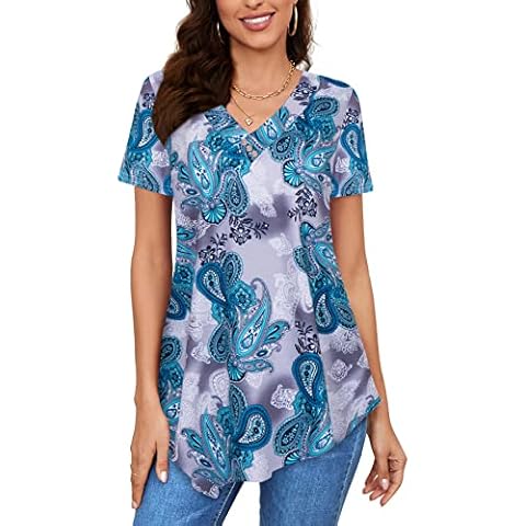 Amrto Camiseta de mujer con cuello en V y botones Cover
