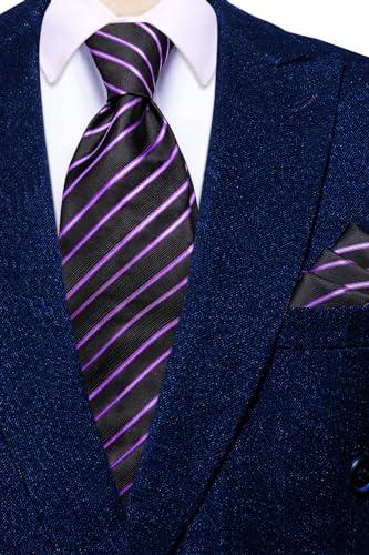 Image of Hi-Tie Mens 70inches Tie Set Extra Long Necktie for Men Cufflinks Handkerchief Big Tall Men Business Wedding