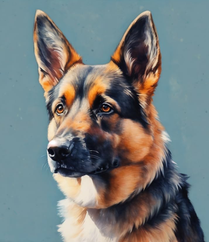 ZMHZMY Dog DIY Acrylic Painting Kit,German Shepherd Dog,Paint by Number for Adults Beginner,Canvas Painting Art Decor Kit for Dog Lovers,40x50cm,No Frame