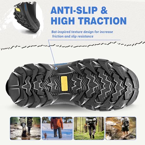 Image of WOVENPAK Rubber Boots for Men, Mens Boots Waterproof Insulated Hunting Boots with Steel Shank, Neoprene Rubber Work Mud Boots Outdoor All Season, Size 6-13