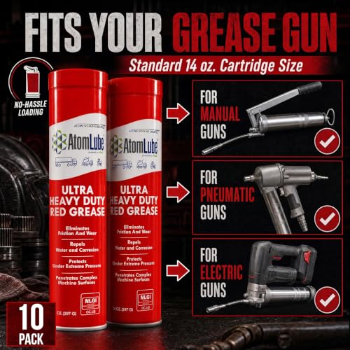 Image of AtomLube Ultra Heavy Duty Red Grease, 10-Pack of 14 oz Tubes