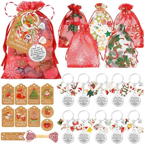 Bulk Christmas Keychains for Coworker Thank You Keychains Gifts Holiday