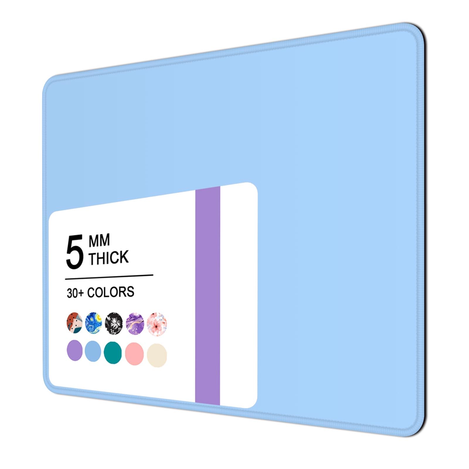 Niniubye Mouse Pad, 30% Thicker Blue Computer Pad, Anti-Slip Rubber Mouse Mat with Stitched Edges for Gaming, Office, Laptop, PC, Women & Men, 8 x 10