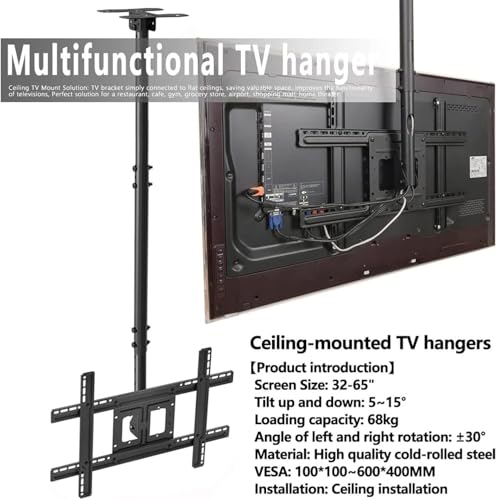 Support TV au plafond orientable pour éviter les reflets sur écran plat de 32 à 75 pouces