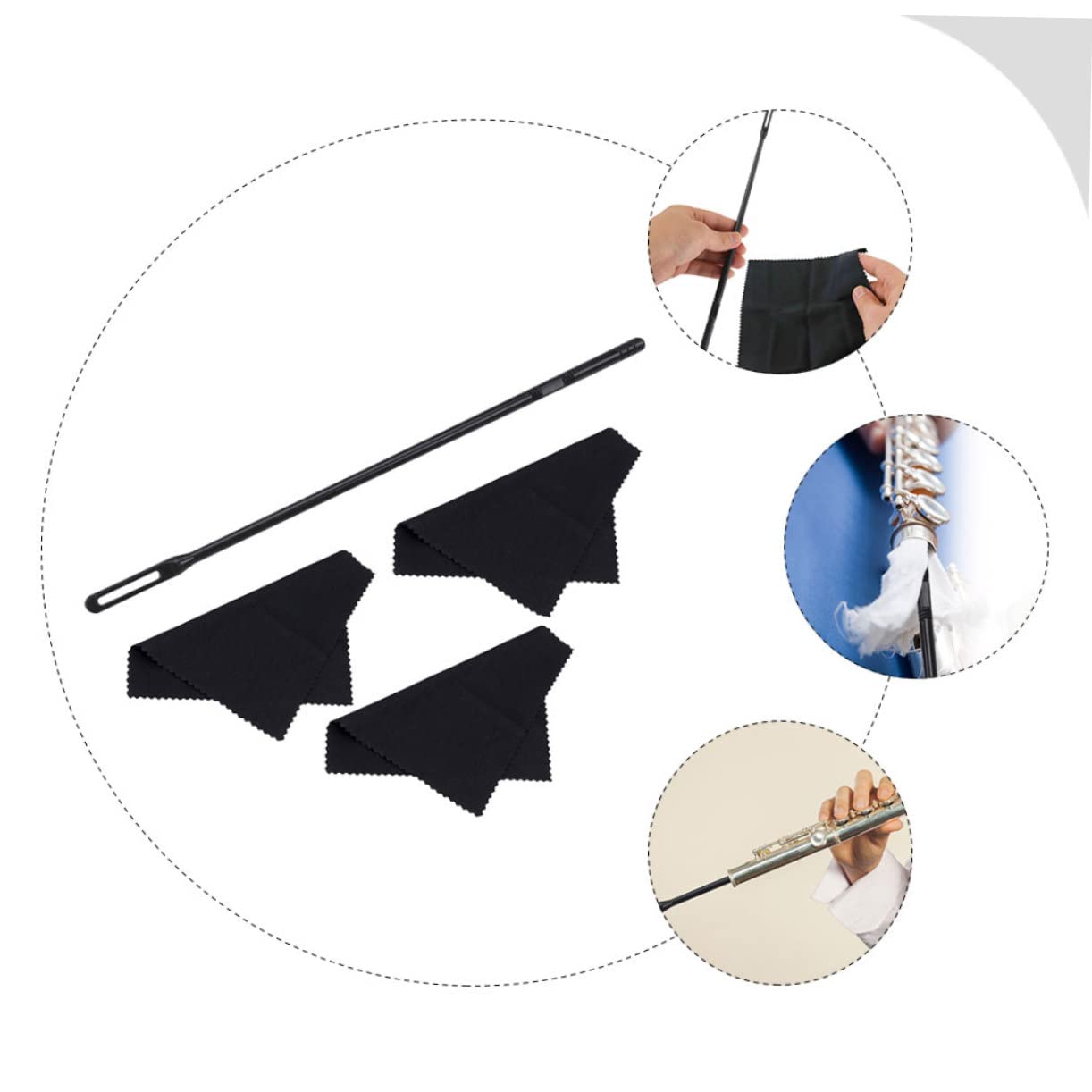Totority Flute Cleaning Supplies Flute Cleaning Kit Clarinet Saxophone Portable Design