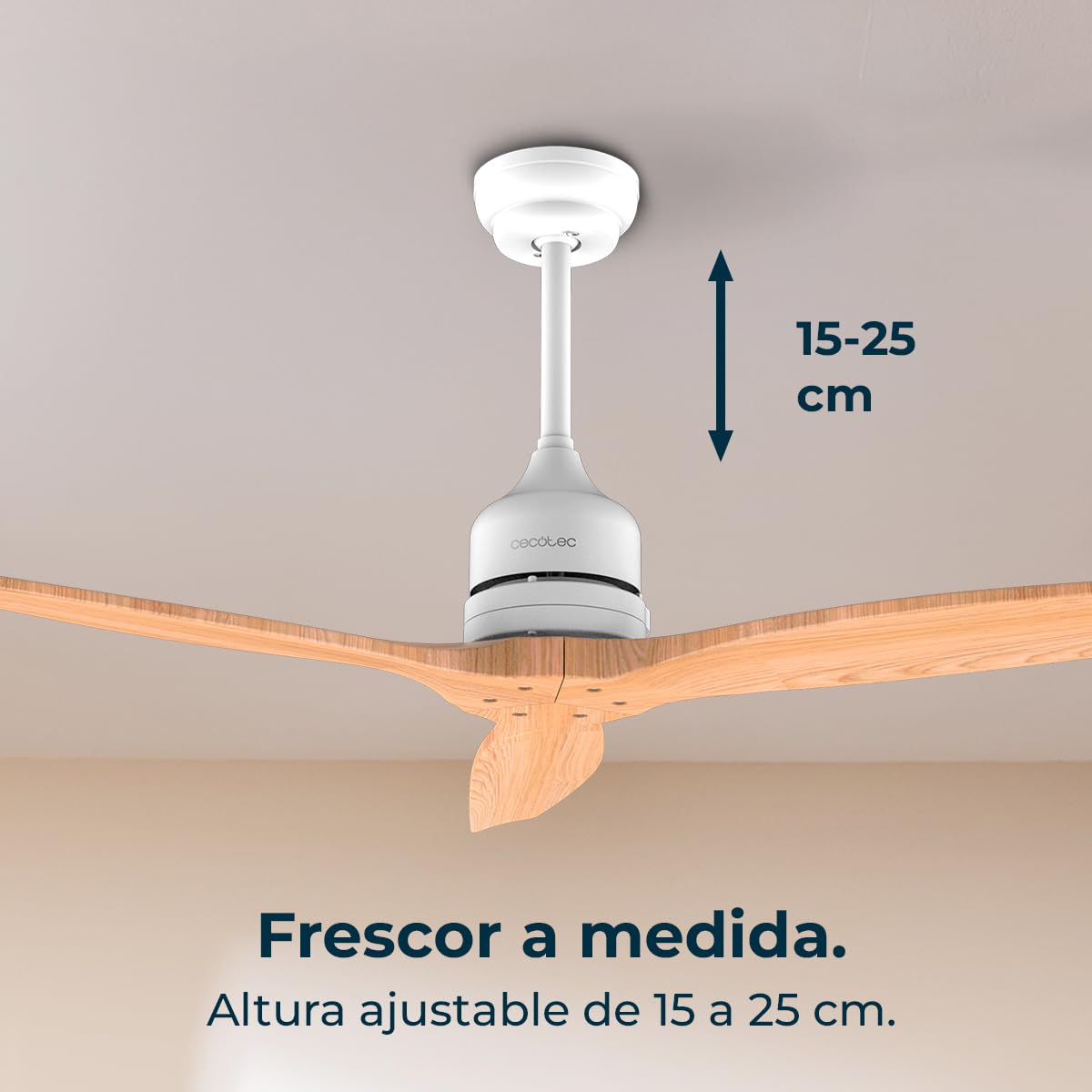 Cecotec - Wentylator sufitowy EnergySilence Aero 5270 WhiteWood - Silnik 40W DC, Średnica 132 cm, Sterowanie, Timer, 6 prędkości, Lato i zima, Regulacja wysokości 15 lub 25 cm, Cichy