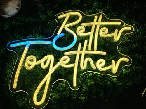 Image of Ulalaza RGB & Color Flow Effect Better Together LED Neon Sign with Remote Control Music Sync Timer Setting LED Acrylic Light for Wall Party Decor Bedroom Bar Wedding Home Birthday USB Powered