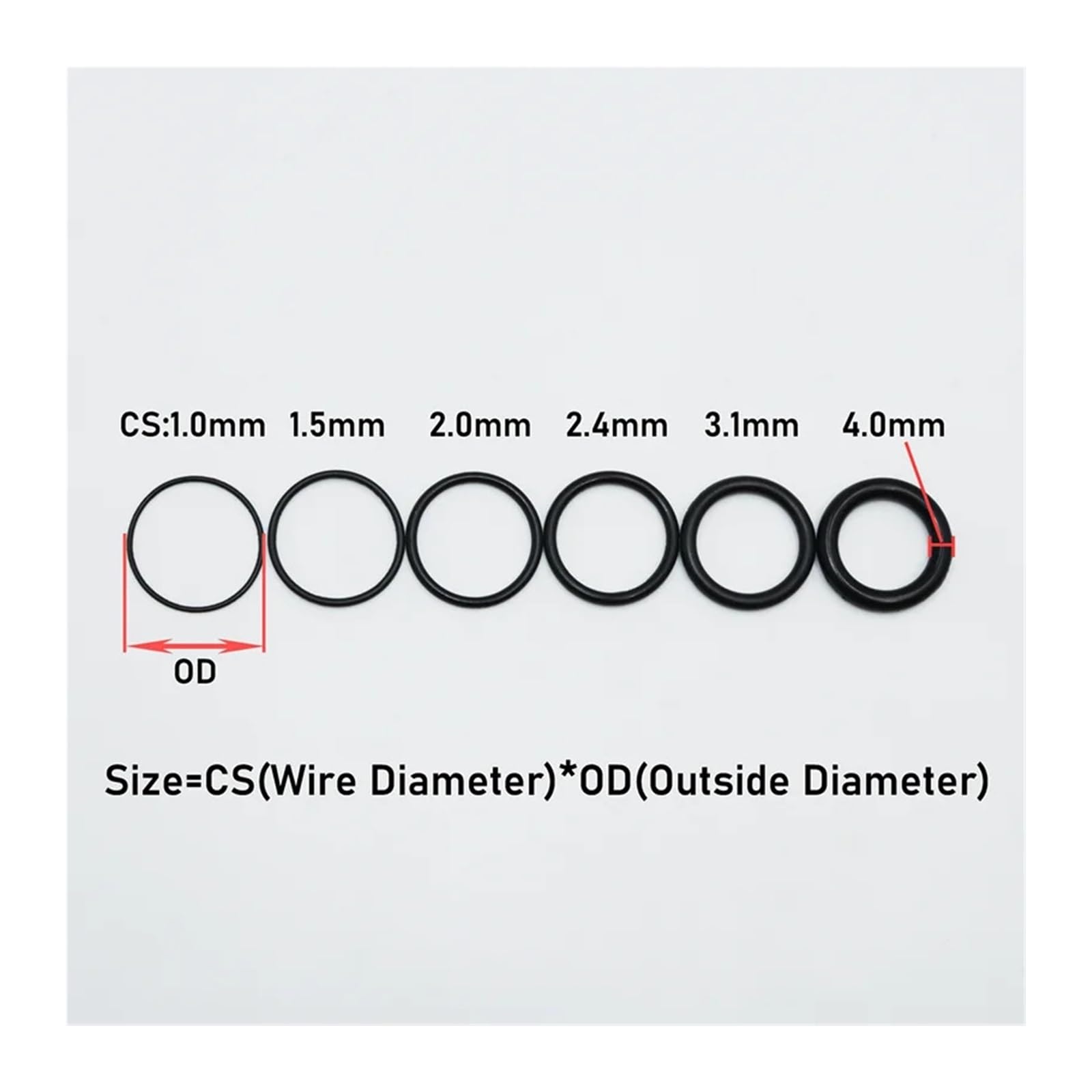 Arandela de sellado junta tórica caucho CS1.0-4.0mm, NBR negra, fontanería, kit juntas tóricas resistentes al aceite for aire acondicionado coche(3230pcs)