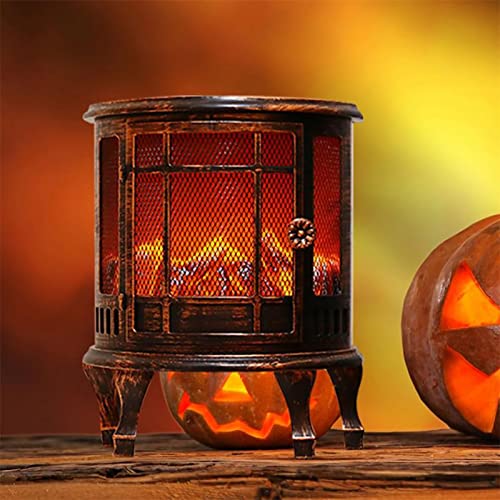Ireplace Charcoal Fire Lamp Heater Freestanding Electric Stove Fan Heater With Log Wood Burner Realistic Led Flame Effect Home Holiday Christmas Decor Bronze Style #TOP7