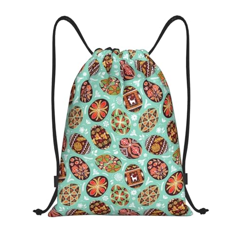 Easter Bunny Egg Drawstring Bag for Women Men,Cute Sport Gym Shopping Sackpack Yoga Travel Backpack String Bag