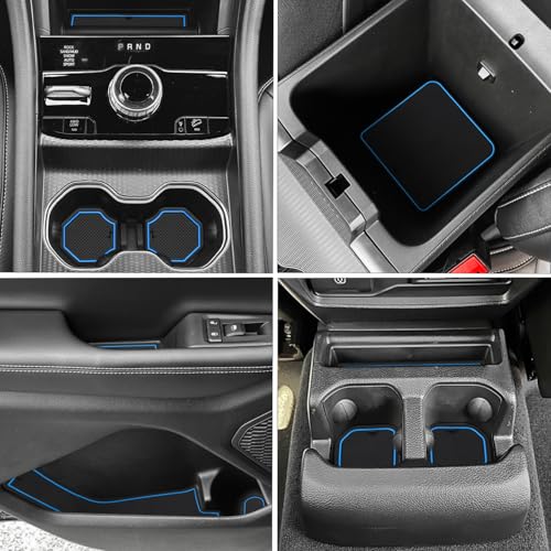 Auovo Center Console Mats Compatible with Grand Cherokee L Accessories 2021 2022 2023 2024 2025 Cup Holder Coasters Pads Door Liners Car Interior Decoration(31pcs/Set, Blue)