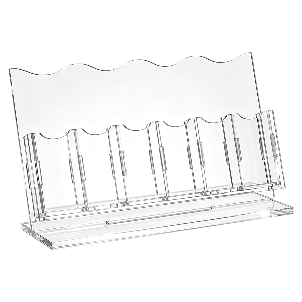 NBEADS Freestanding Acrylic Bookmark Display Holder, 6 Slots Clear Desktop Bookmark Organizer Stand DIY Assemble Acrylic Display Rack for Bookmarks Greeting Cards Stickers Retail Stores