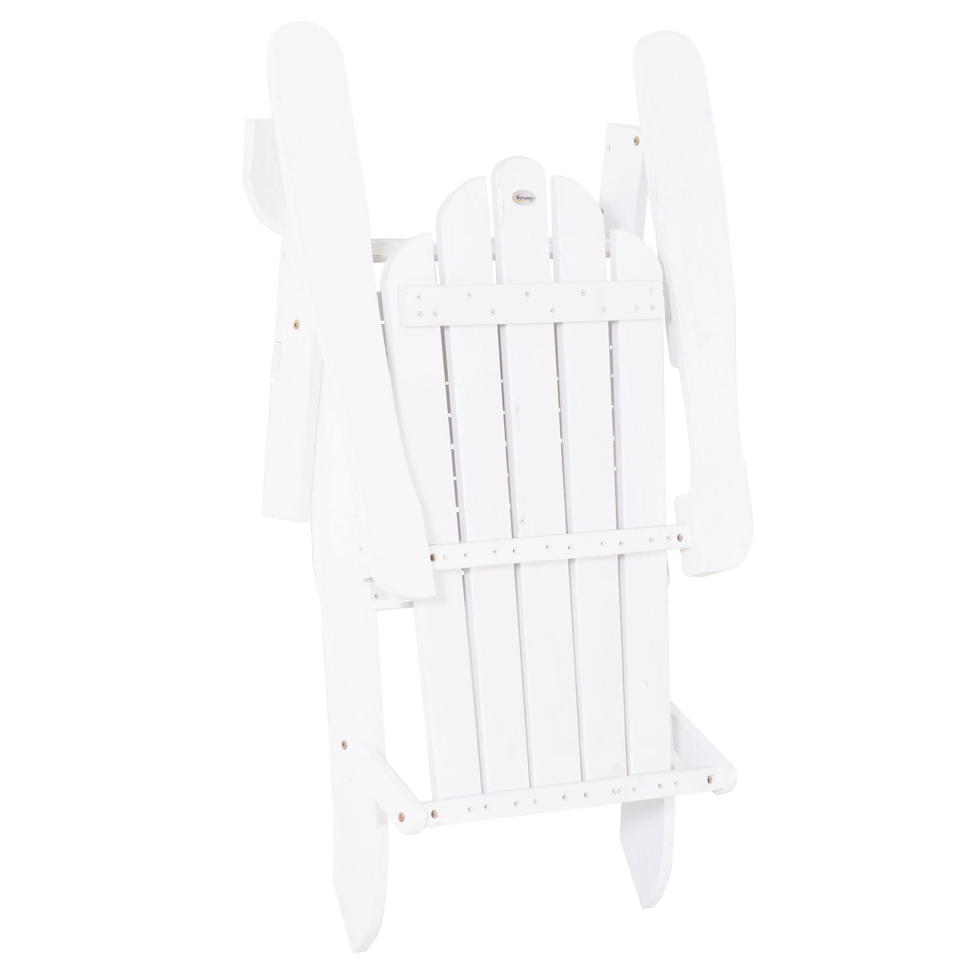 Outsunny Silla Adirondack de Madera Plegable Silla de Jardín con Respaldo Alto y Reposabrazos para Balcón Terraza Exterior Carga MAX. 113 kg 73x88x93 cm Blanco