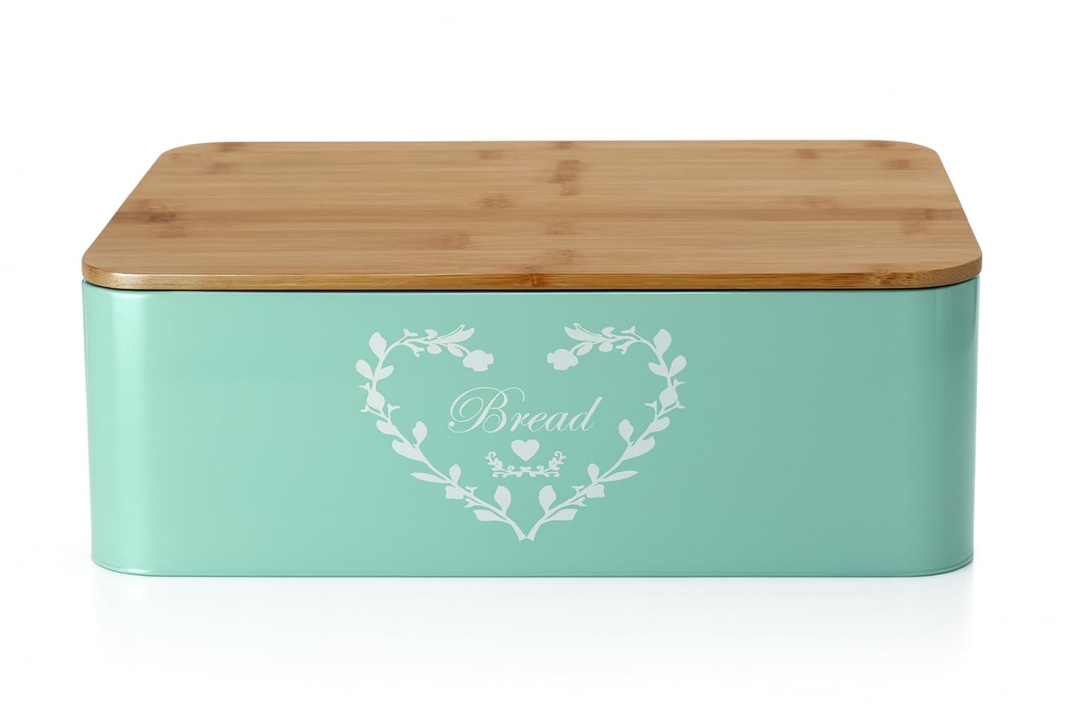 Casa Heaven Green Mint Bread Bin With Bamboo Lid, 35 X 23 X 13 Cm - Stores Fresh-Food-Grade Bread, Elegant Design Mint Green Xxl - For Bread, Sweets And Snacks